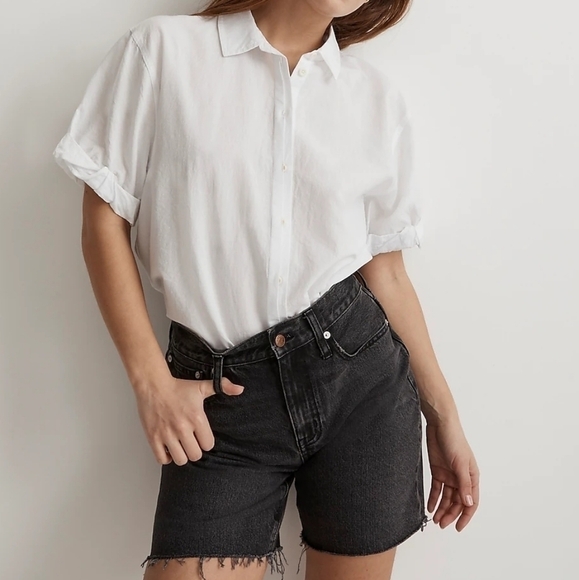 Madewell Cotton-Blend Slim Central Shirt in True white size Small‎ NWT NJ600 - Picture 1 of 11